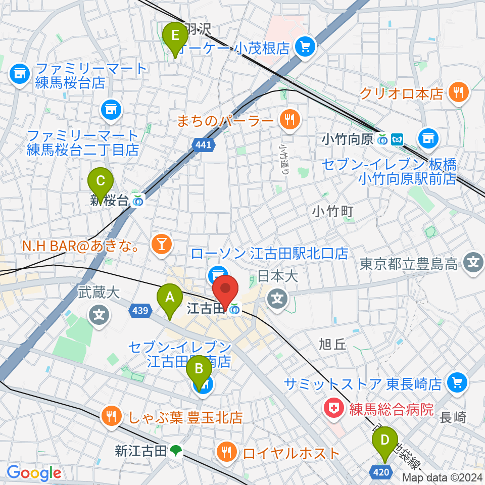 江古田BUDDY周辺のホテル一覧地図