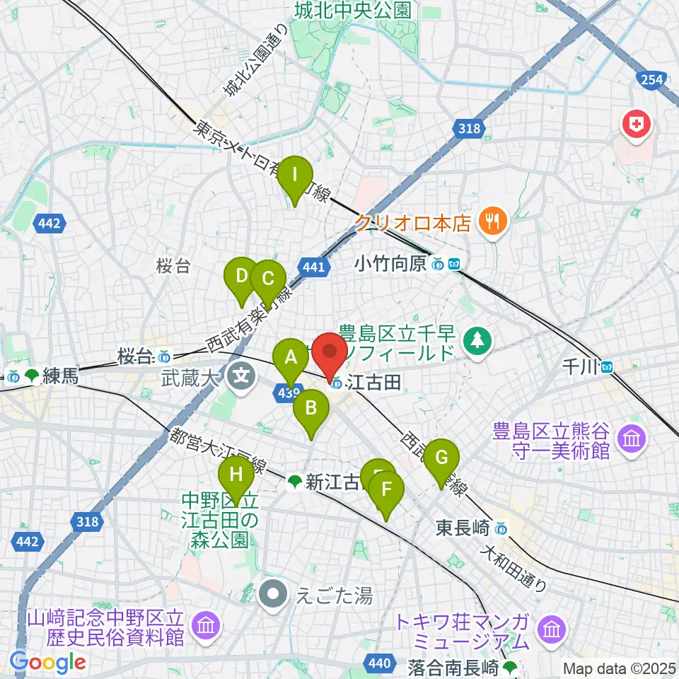 江古田BUDDY周辺のホテル一覧地図