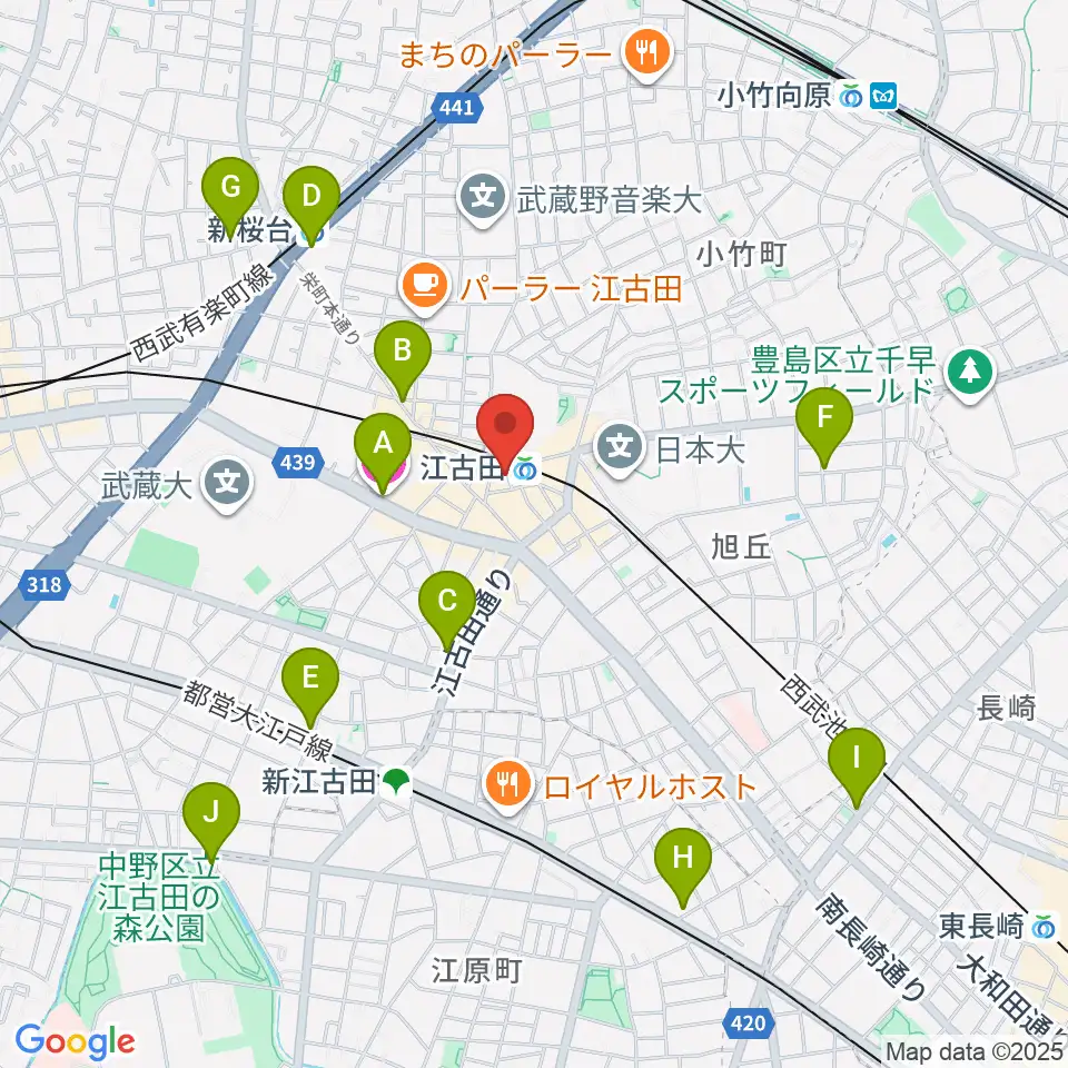 江古田BUDDY周辺のホテル一覧地図