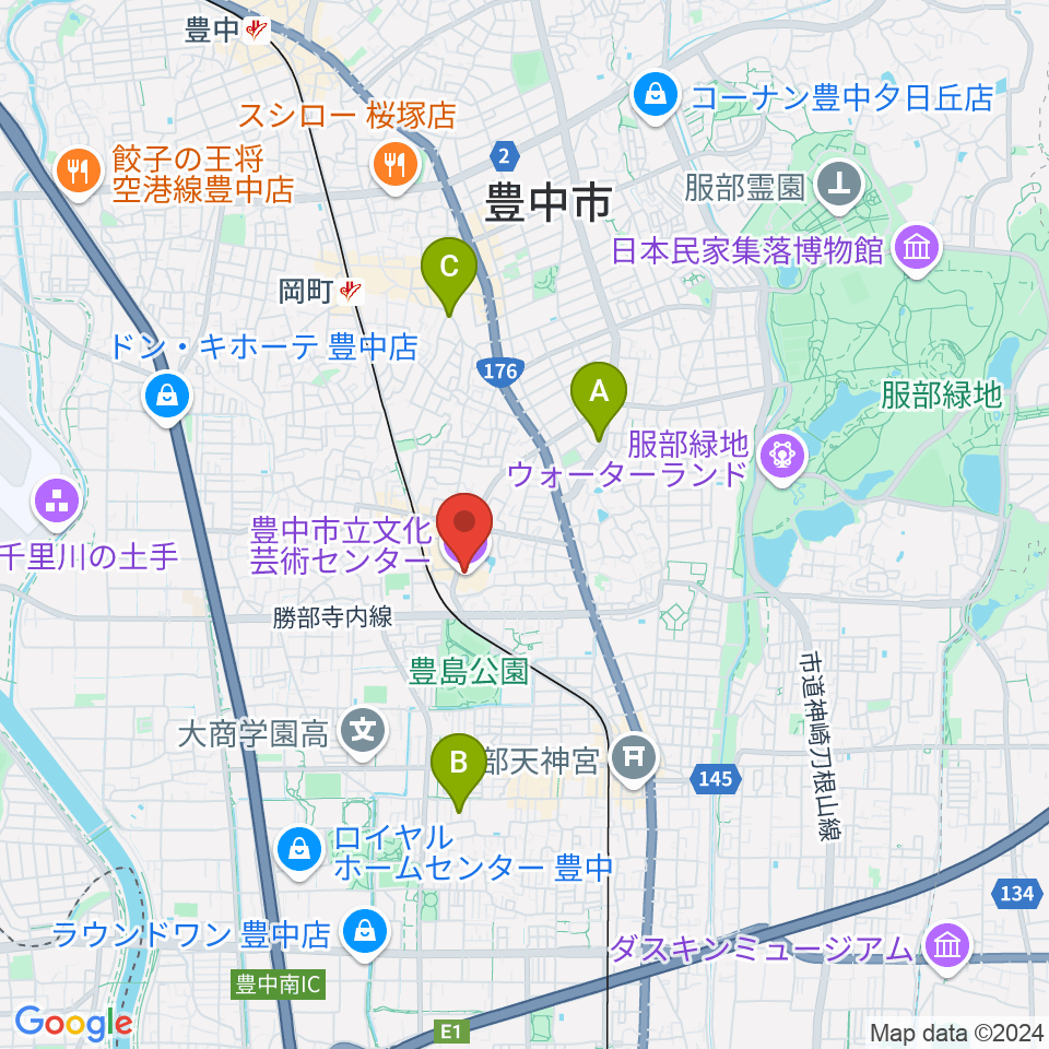 豊中市立文化芸術センター周辺のホテル一覧地図