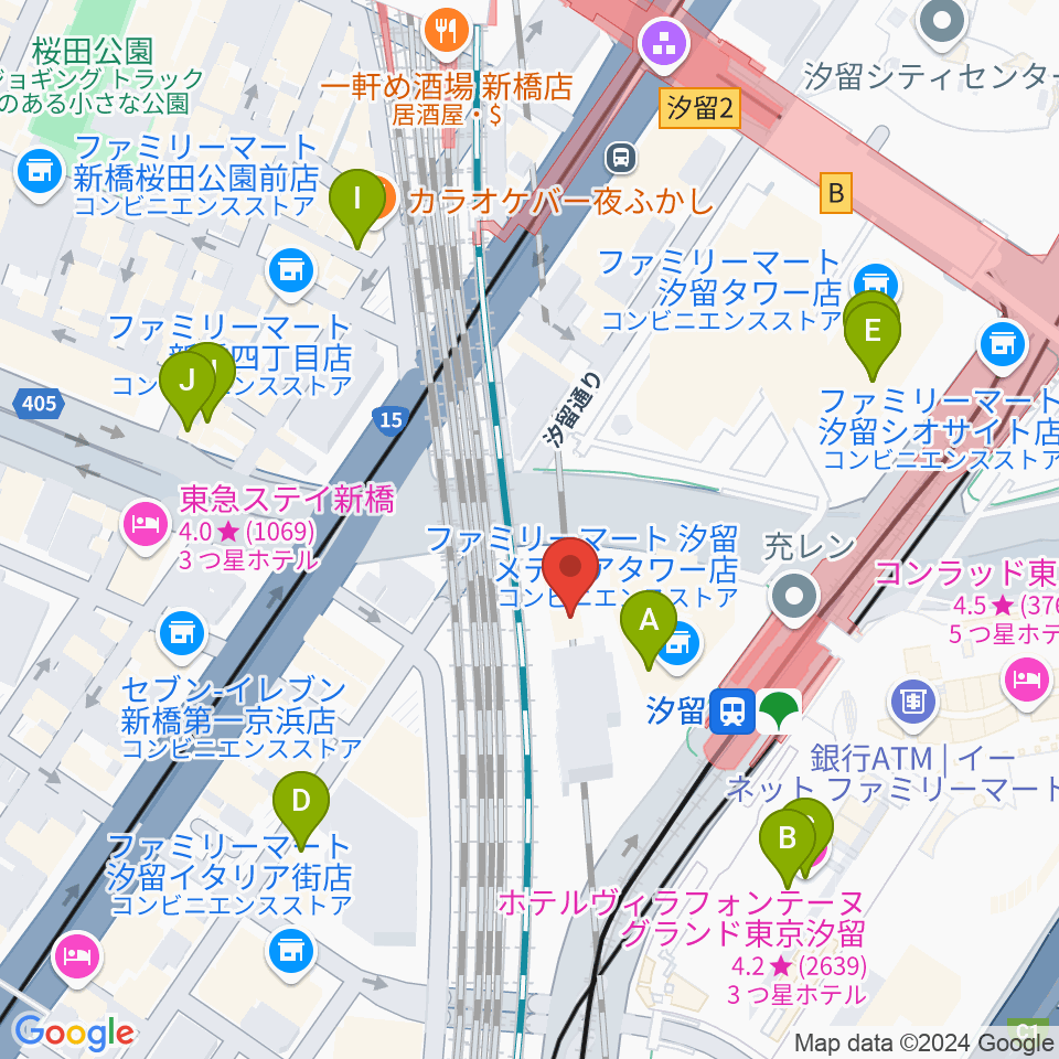 日仏文化協会 汐留ホール周辺のホテル一覧地図