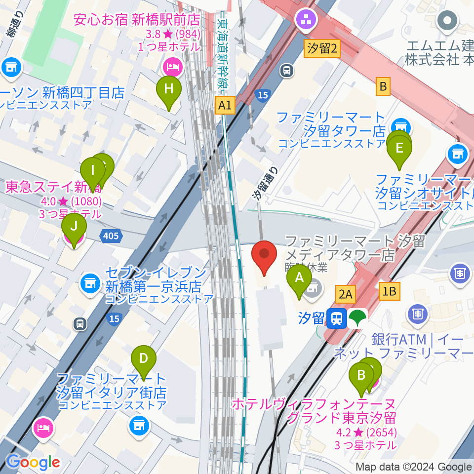 日仏文化協会 汐留ホール周辺のホテル一覧地図