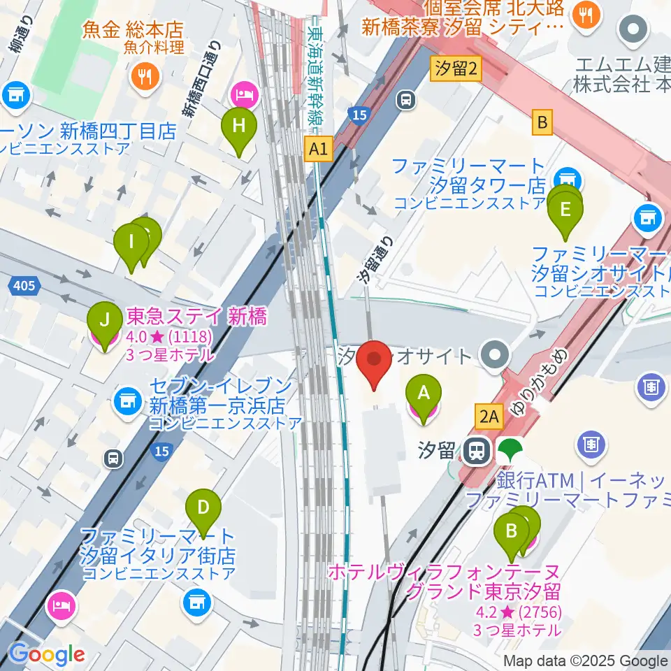 日仏文化協会 汐留ホール周辺のホテル一覧地図