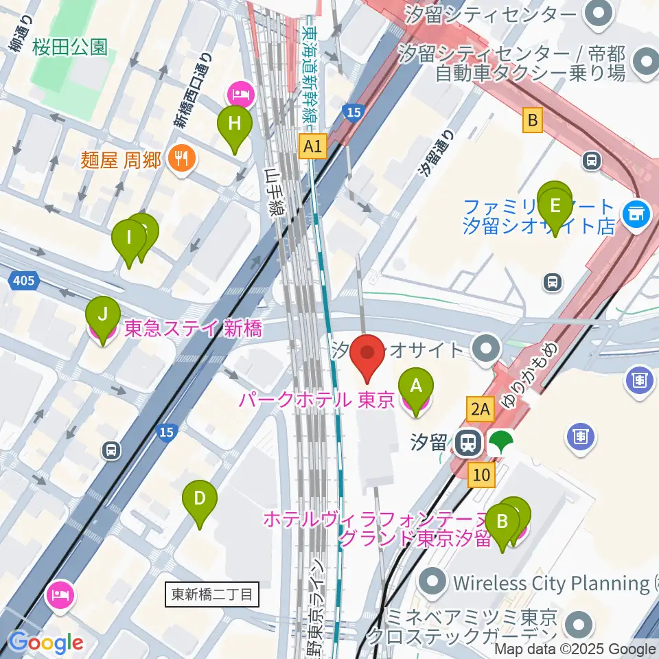 日仏文化協会 汐留ホール周辺のホテル一覧地図