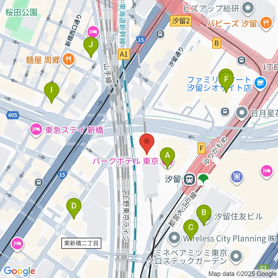 日仏文化協会 汐留ホール周辺のホテル一覧地図