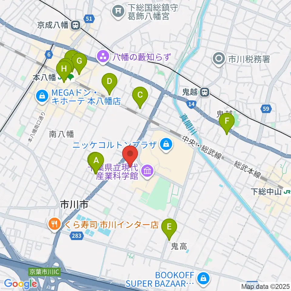 市川市文学ミュージアム周辺のホテル一覧地図