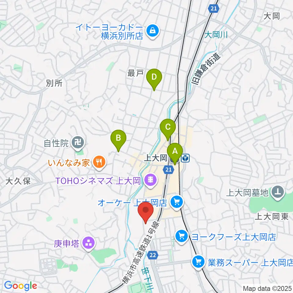 新堀ギター音楽院 上大岡教室周辺のホテル一覧地図