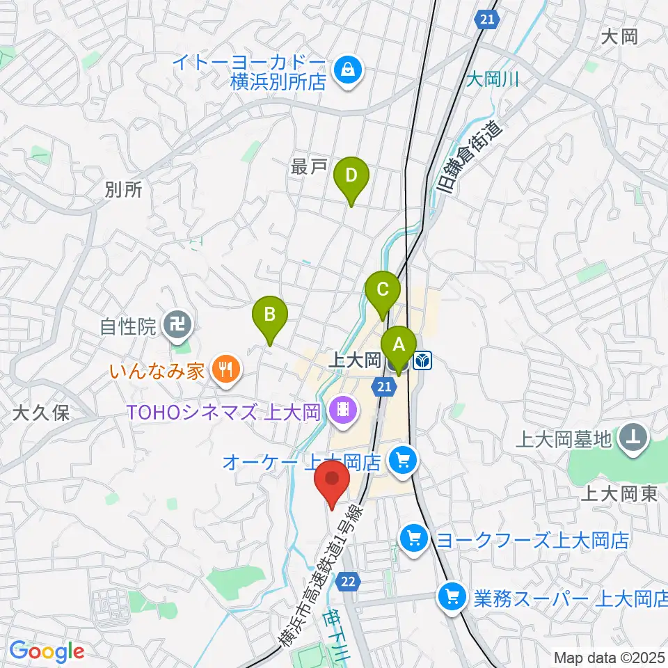 新堀ギター音楽院 上大岡教室周辺のホテル一覧地図