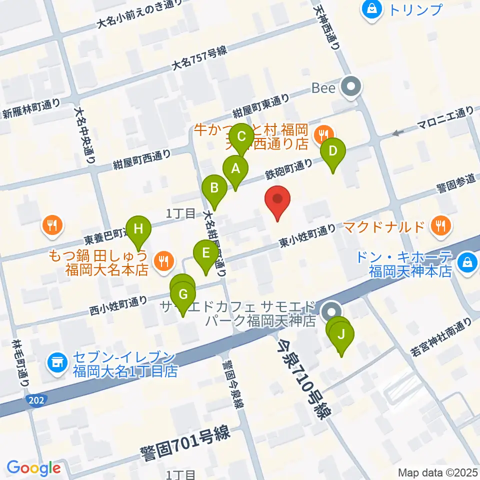 ティエンポ・ホール周辺のホテル一覧地図