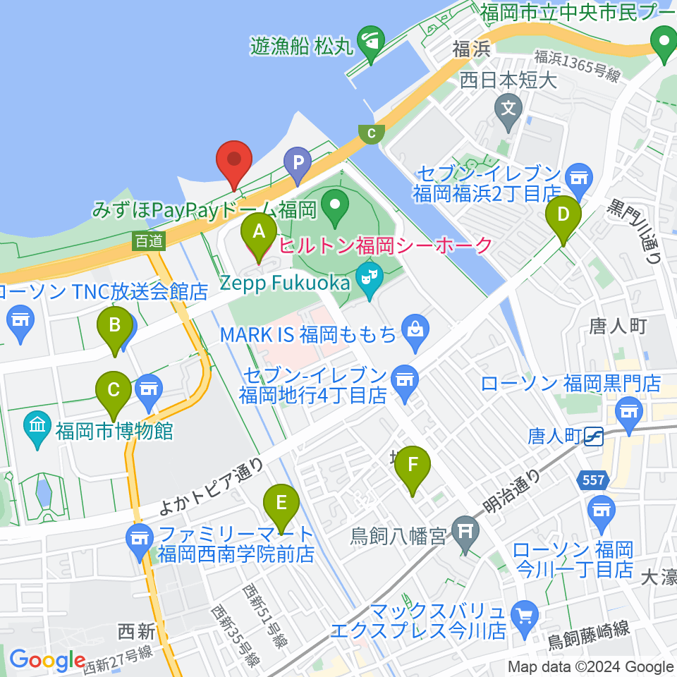 シーサイドももち海浜公園周辺のホテル一覧地図