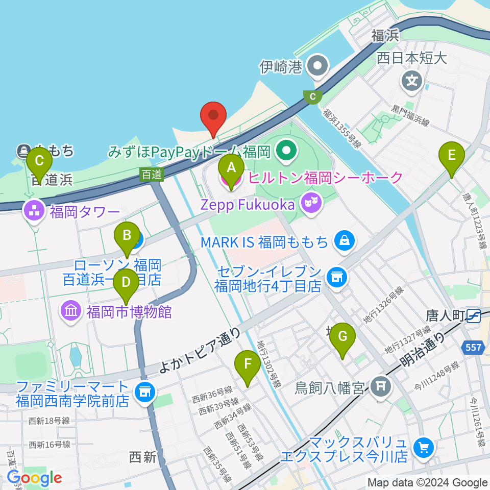 シーサイドももち海浜公園周辺のホテル一覧地図