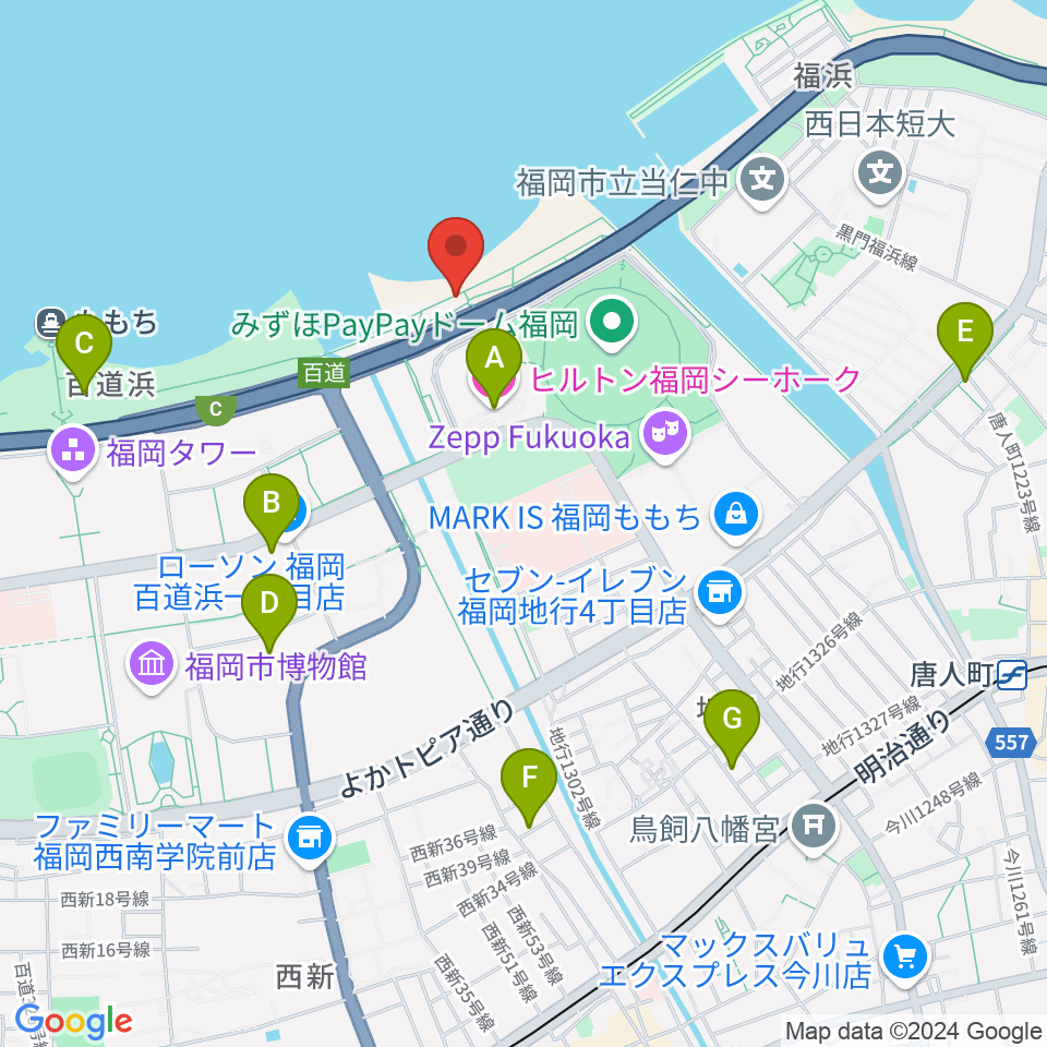 シーサイドももち海浜公園周辺のホテル一覧地図