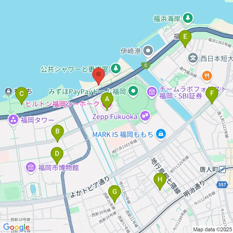 シーサイドももち海浜公園周辺のホテル一覧地図