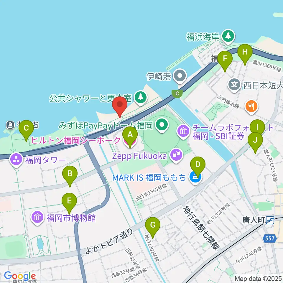 シーサイドももち海浜公園周辺のホテル一覧地図