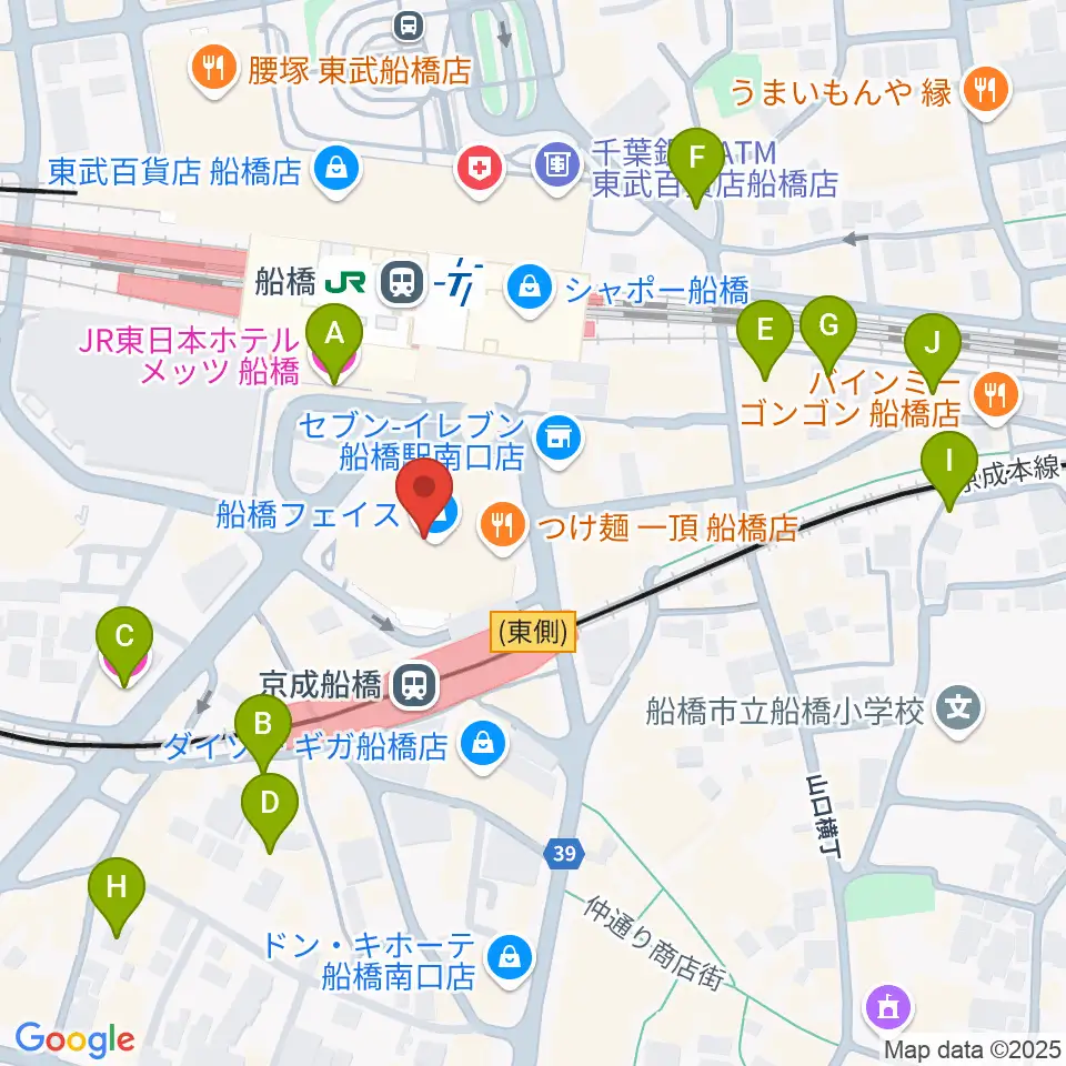 船橋市民文化創造館 きららホール周辺のホテル一覧地図