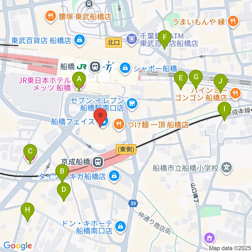 船橋市民文化創造館 きららホール周辺のホテル一覧地図