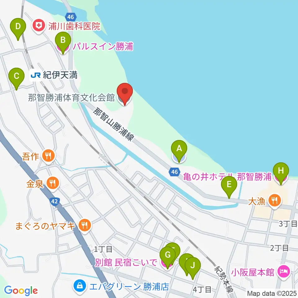 那智勝浦町体育文化会館周辺のホテル一覧地図