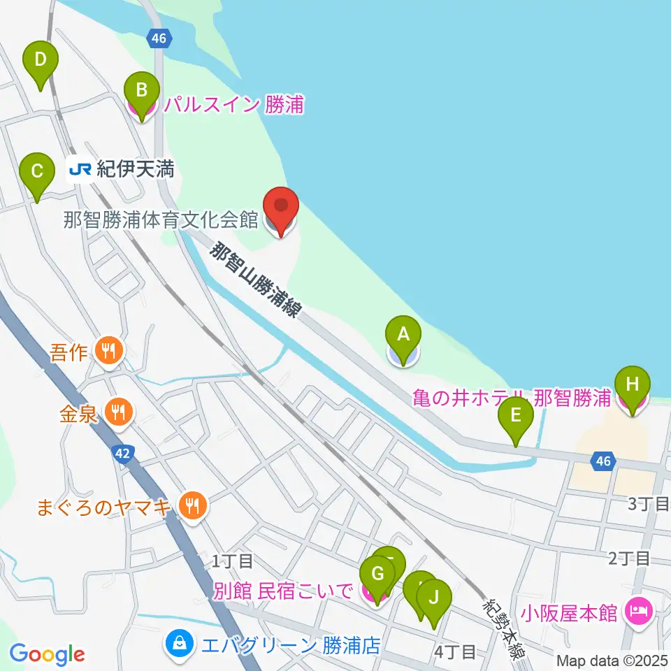 那智勝浦町体育文化会館周辺のホテル一覧地図