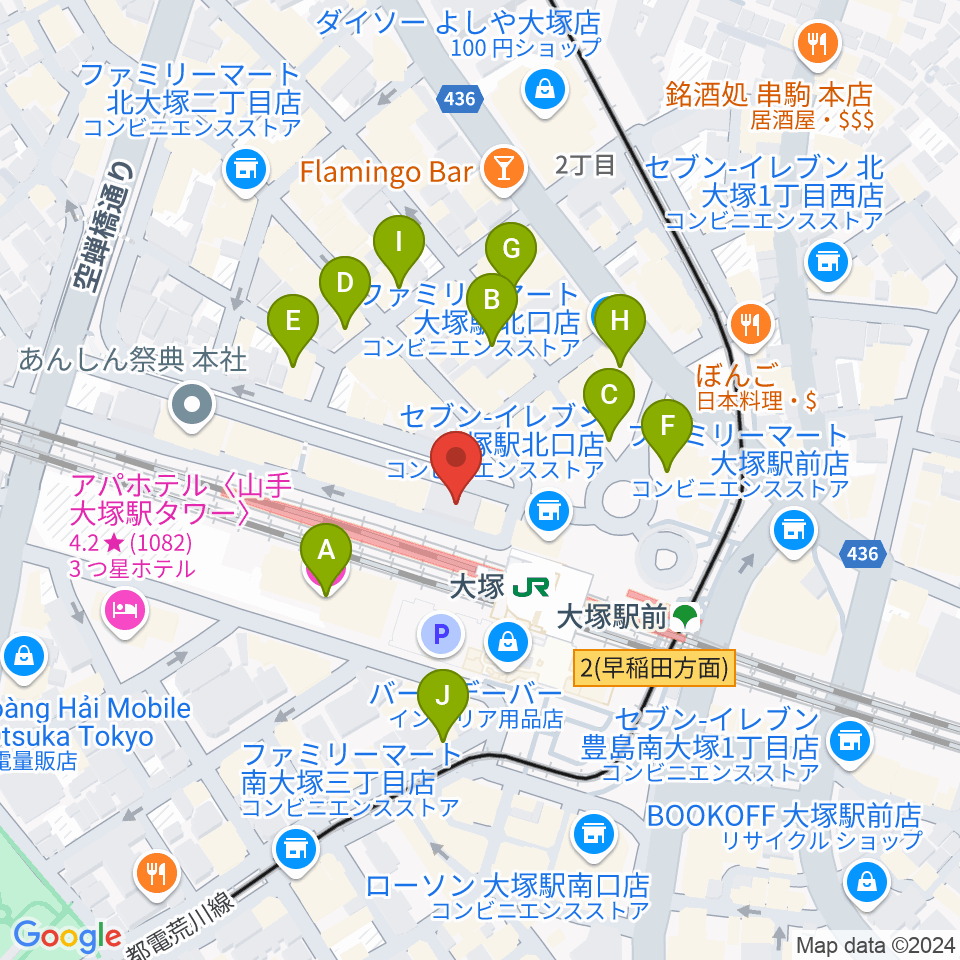 スタジオ音楽館 大塚駅前店周辺のホテル一覧地図