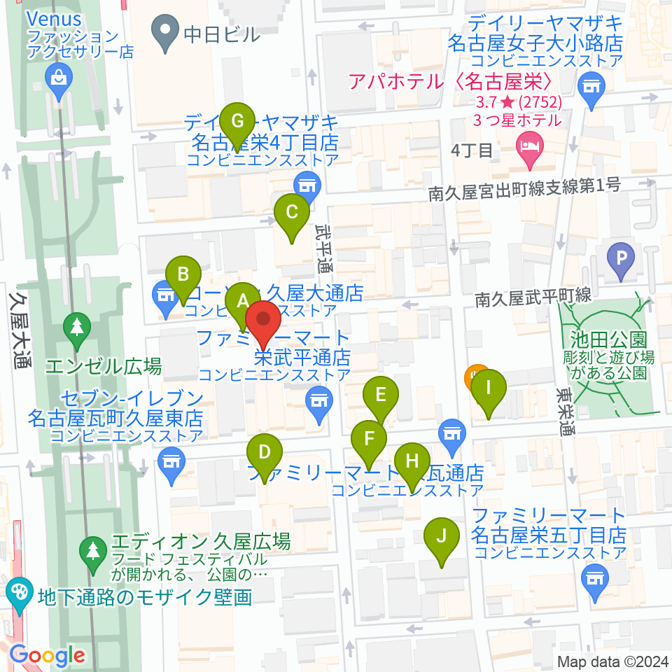 Sakae Base周辺のホテル一覧地図