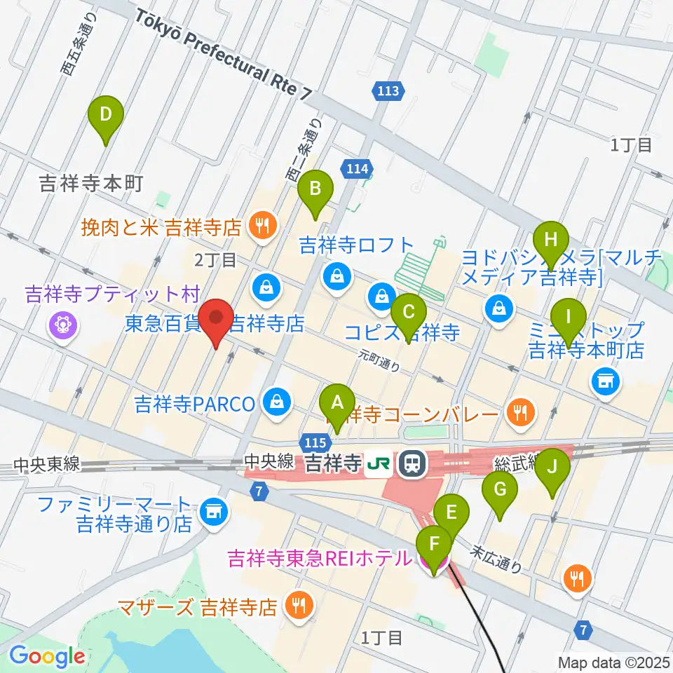 吉祥寺シルバーエレファント周辺のホテル一覧地図