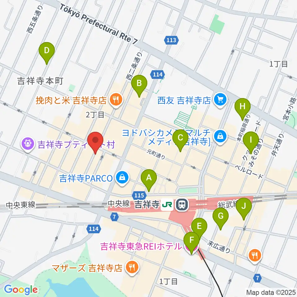 吉祥寺シルバーエレファント周辺のホテル一覧地図