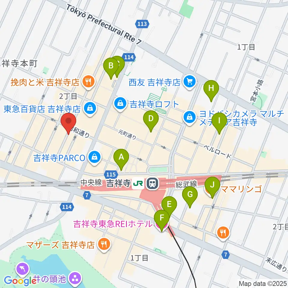 吉祥寺シルバーエレファント周辺のホテル一覧地図