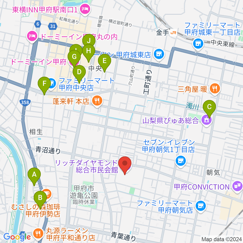 リッチダイヤモンド総合市民会館周辺のホテル一覧地図