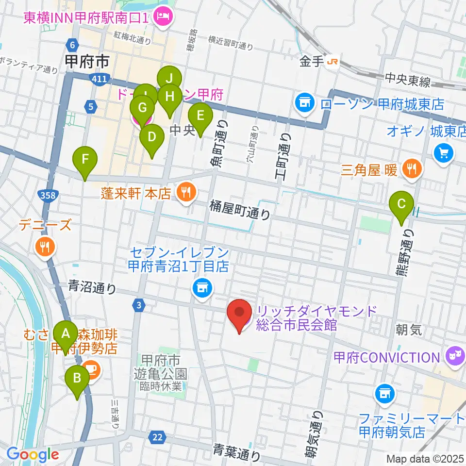 リッチダイヤモンド総合市民会館周辺のホテル一覧地図