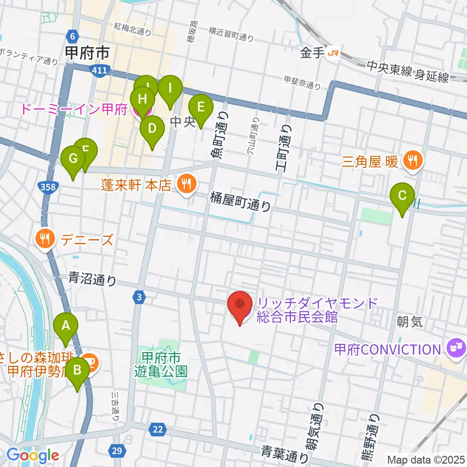 リッチダイヤモンド総合市民会館周辺のホテル一覧地図