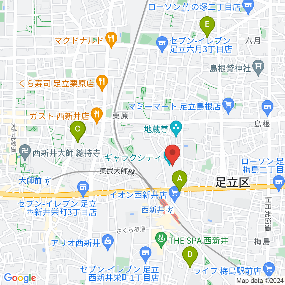 西新井文化ホール（ギャラクホール）周辺のホテル一覧地図