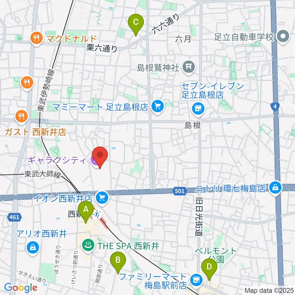 西新井文化ホール(ギャラクホール)周辺のホテル一覧地図