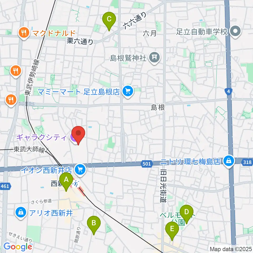 西新井文化ホール周辺のホテル一覧地図