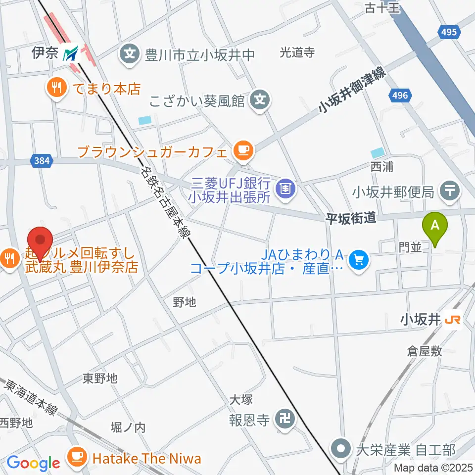 豊川市小坂井文化会館フロイデンホール周辺のホテル一覧地図