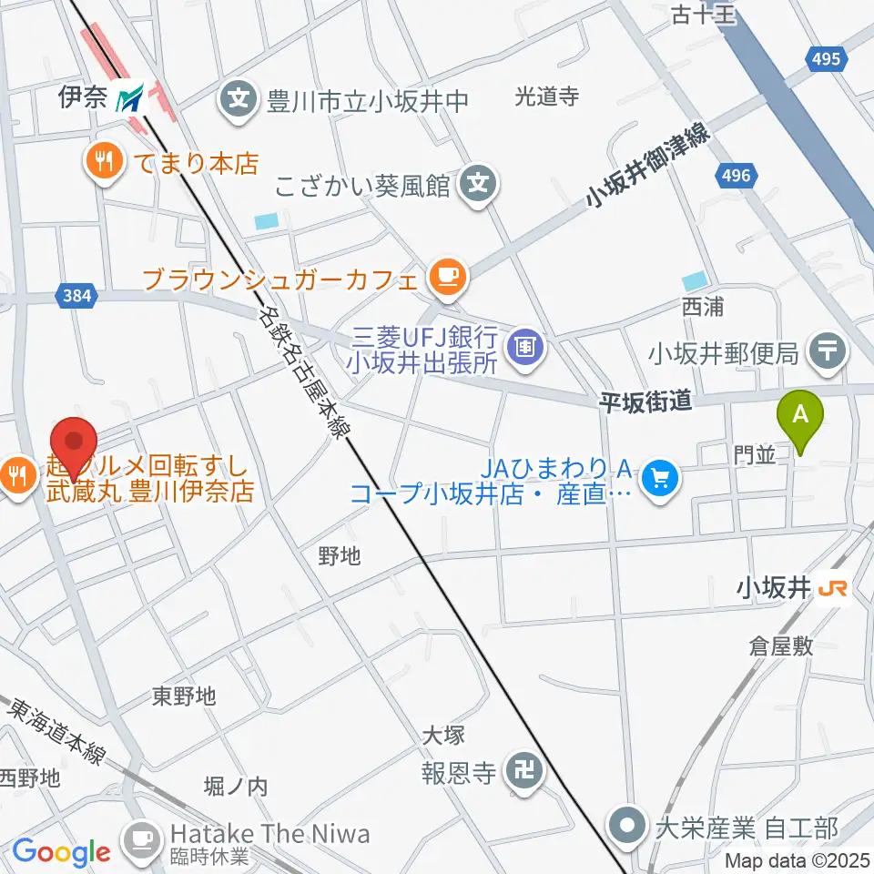 豊川市小坂井文化会館フロイデンホール周辺のホテル一覧地図