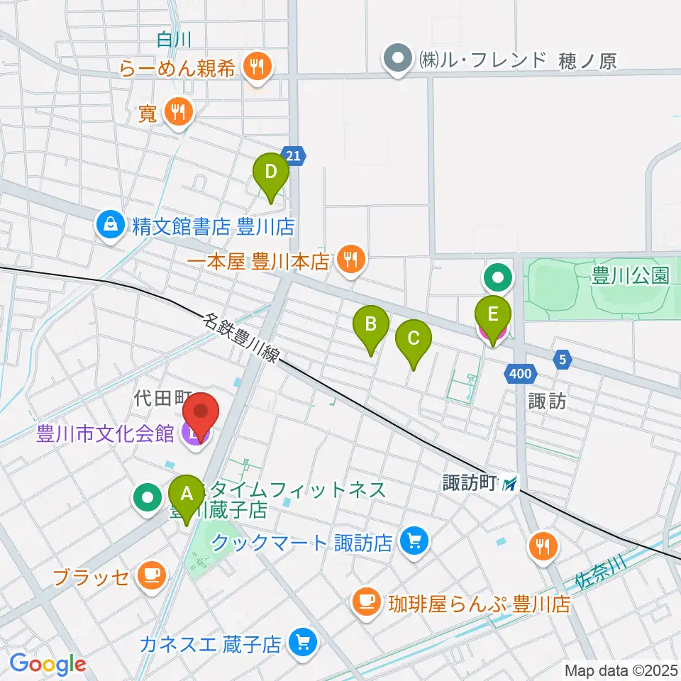 豊川市文化会館周辺のホテル一覧地図
