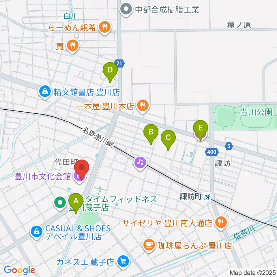 豊川市文化会館周辺のホテル一覧地図