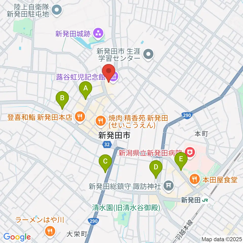 新発田市民文化会館周辺のホテル一覧地図