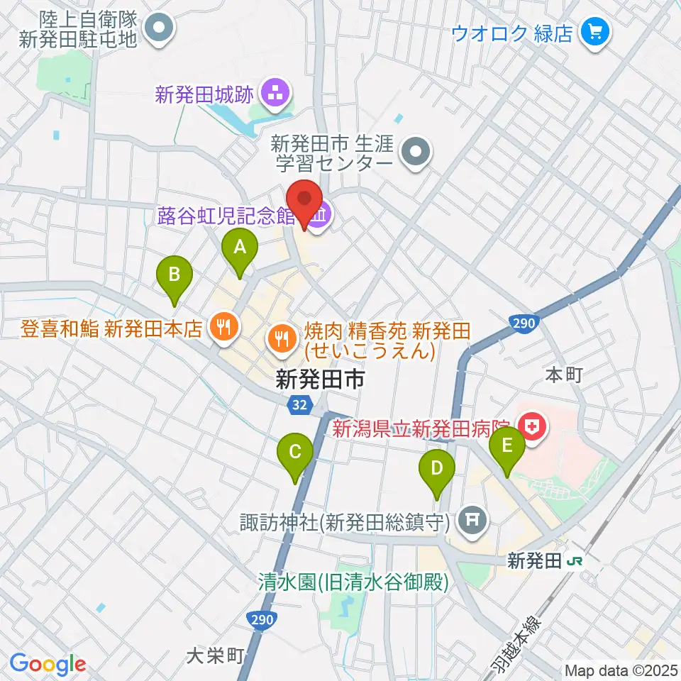 新発田市民文化会館周辺のホテル一覧地図