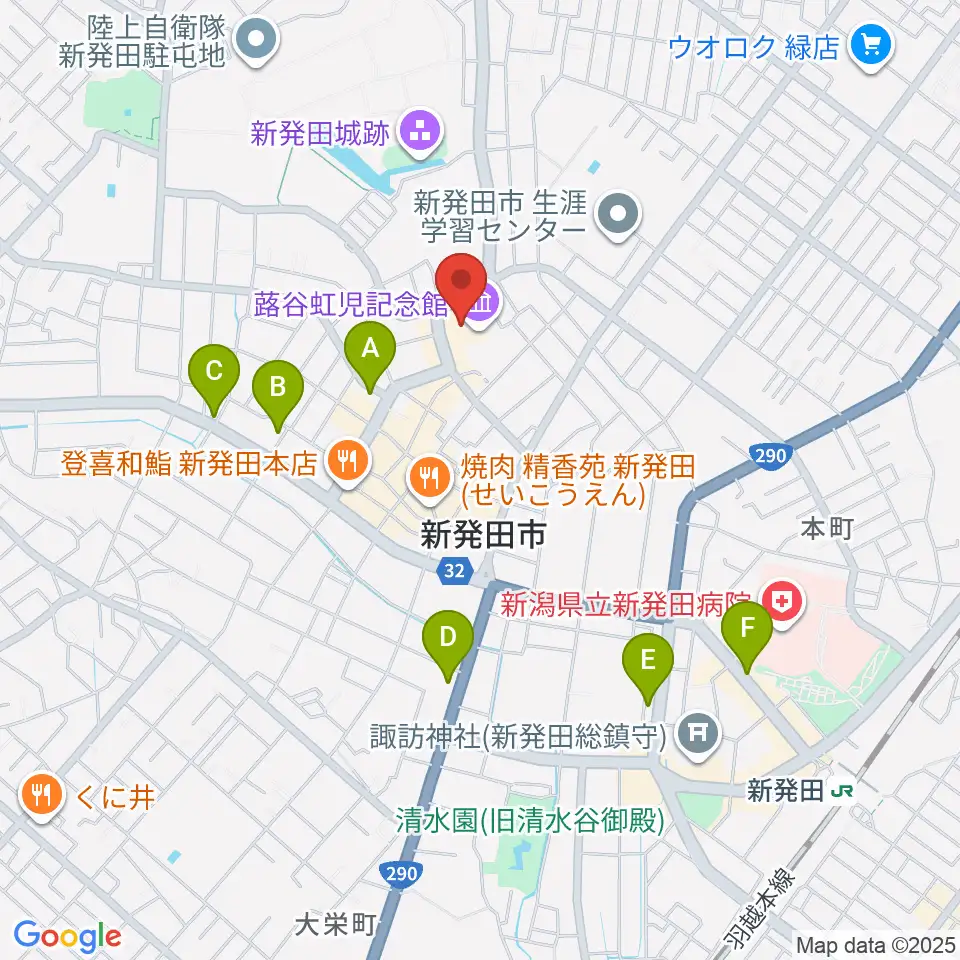 新発田市民文化会館周辺のホテル一覧地図