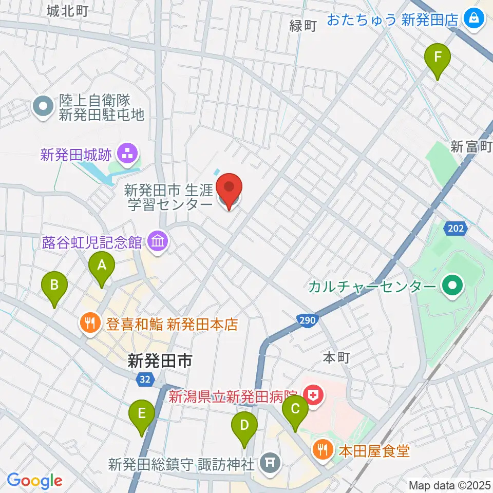 新発田市生涯学習センター周辺のホテル一覧地図