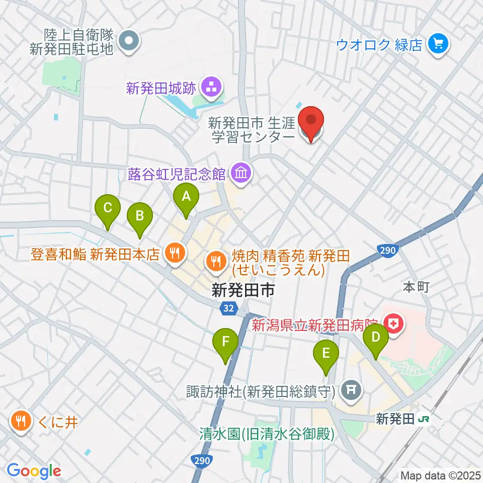 新発田市生涯学習センター周辺のホテル一覧地図