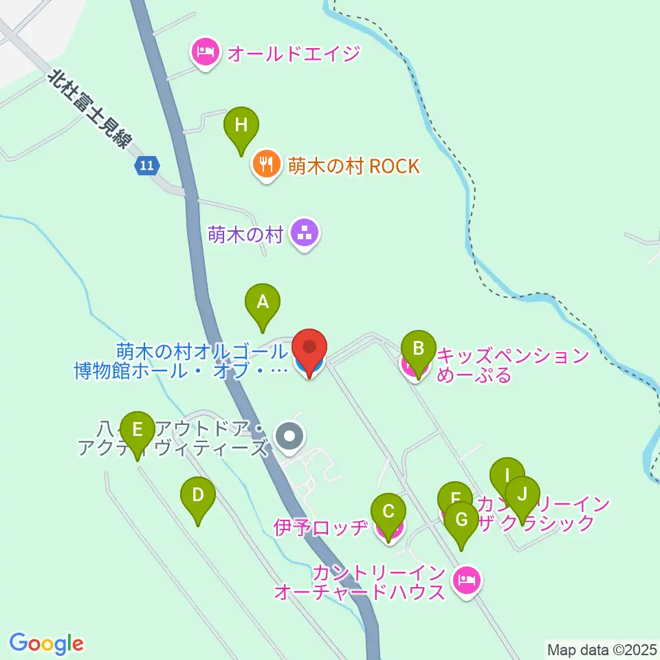 萌木の村オルゴール館ホール・オブ・ホールズ周辺のホテル一覧地図