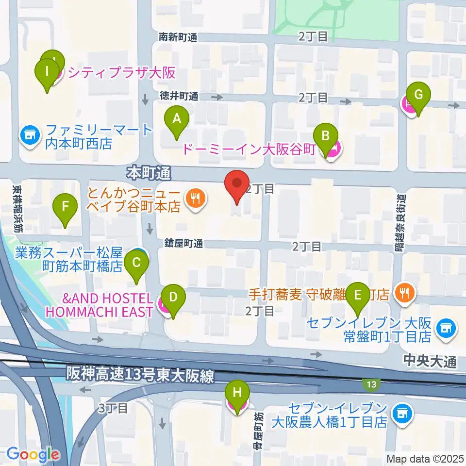 ムジークシューレ大阪周辺のホテル一覧地図