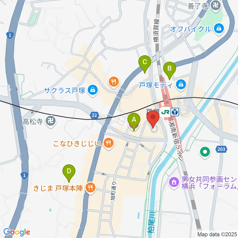 戸塚区民文化センターさくらプラザ周辺のホテル一覧地図