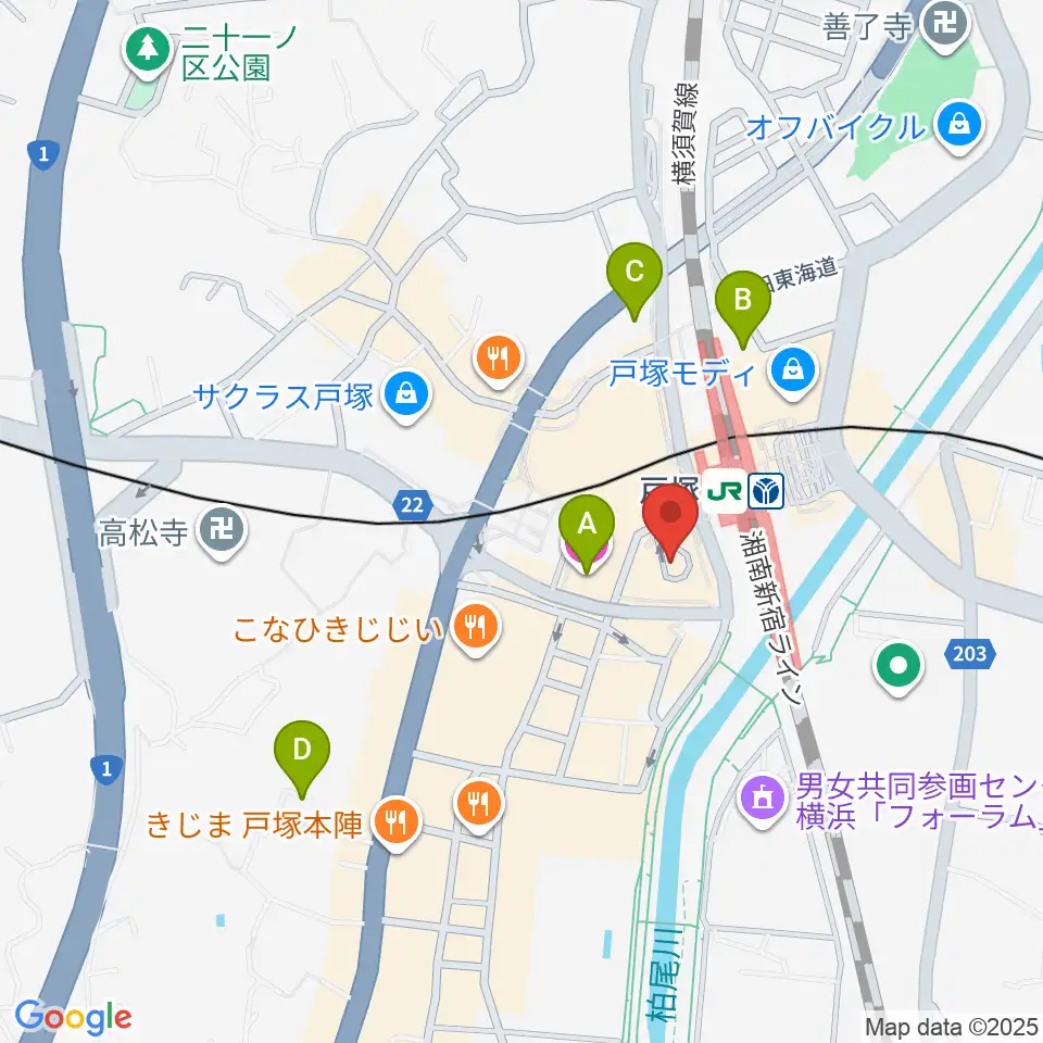戸塚区民文化センターさくらプラザ周辺のホテル一覧地図