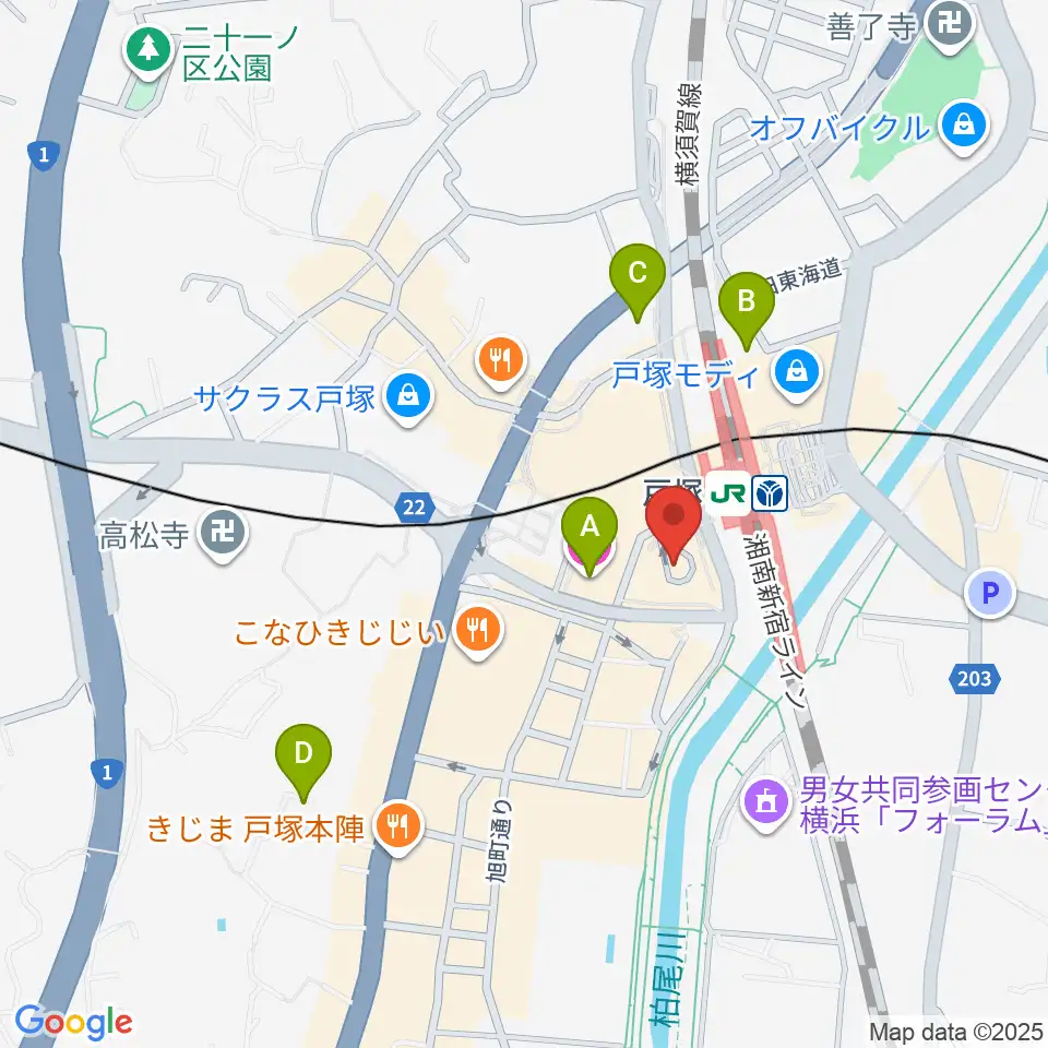 戸塚区民文化センターさくらプラザ周辺のホテル一覧地図