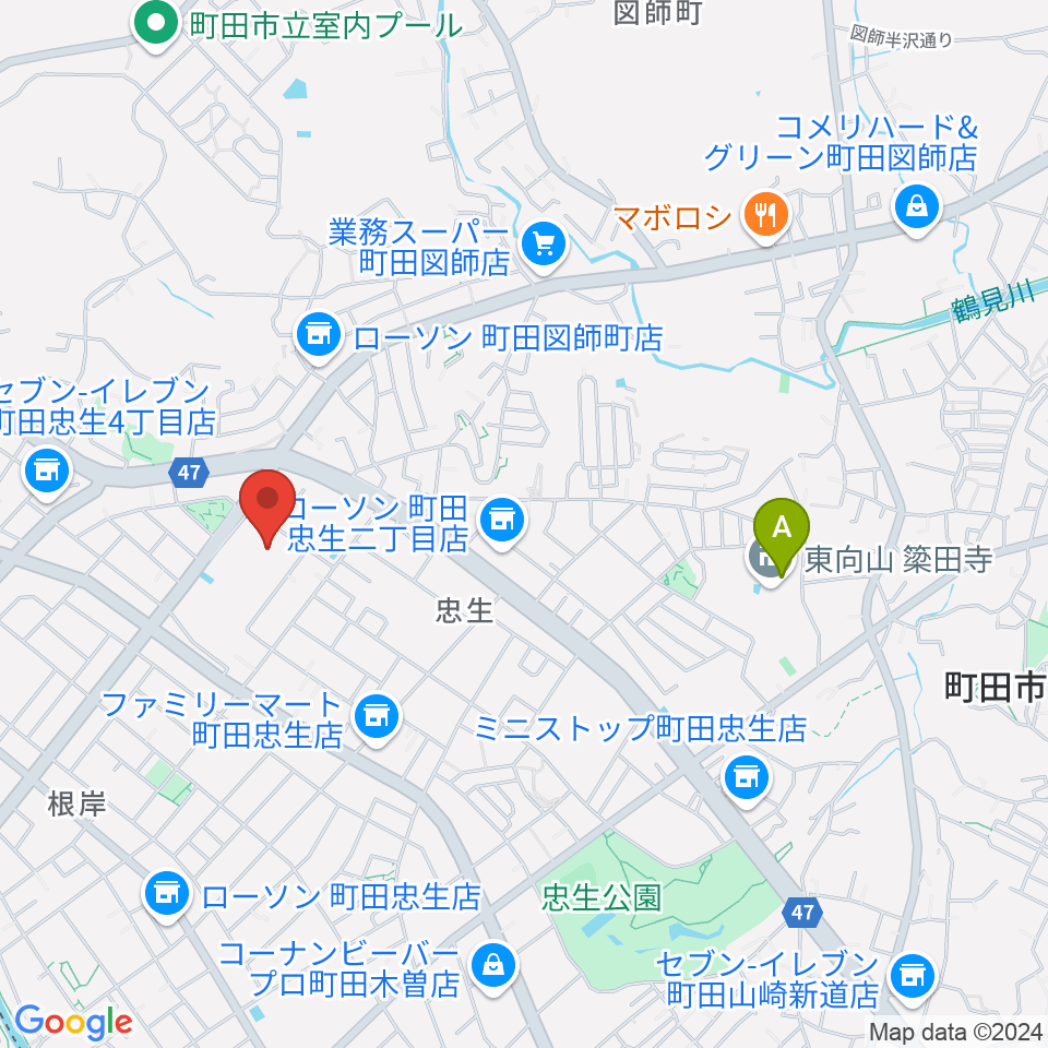 忠生市民センター周辺のホテル一覧地図