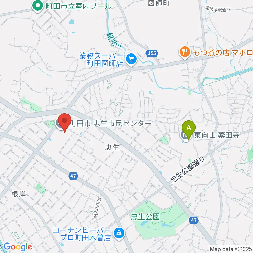 忠生市民センター周辺のホテル一覧地図