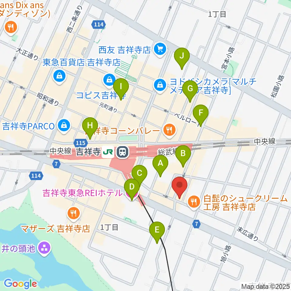 吉祥寺MANDA-LA2周辺のホテル一覧地図